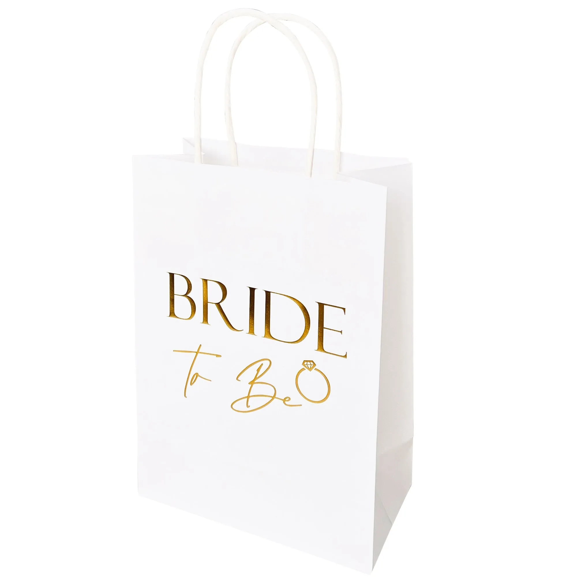 9 Pack Hen Party Bags (8x Team Bride 1x Bride to Be) Paper Bags Black and Gold Foil