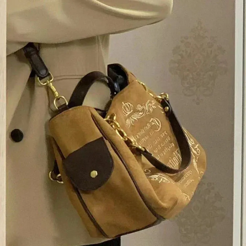 binfenxie  Y2K Pink Vintage Gothic Women Tote Bag Aesthetic Large Capacity Embroidery Letters Retro Shopping Travel Chain Shoulder Bag