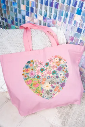 Boho Floral Heart Jumbo Tote
