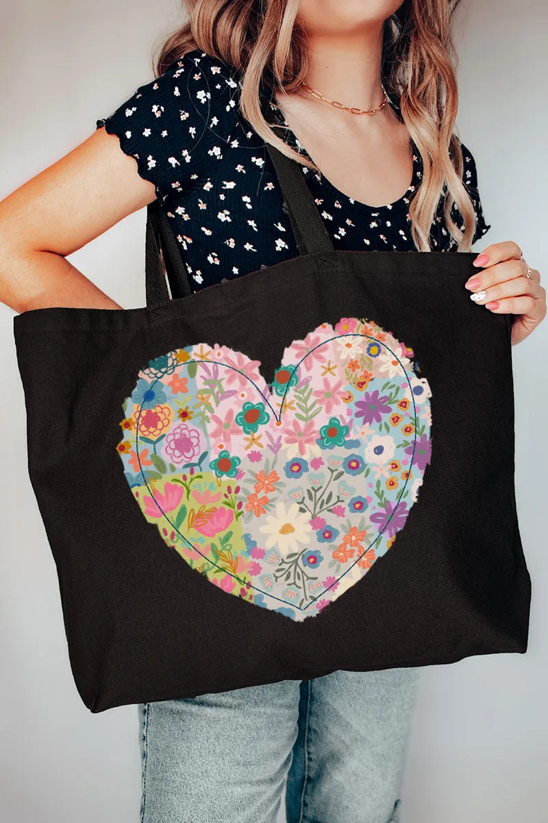 Boho Floral Heart Jumbo Tote