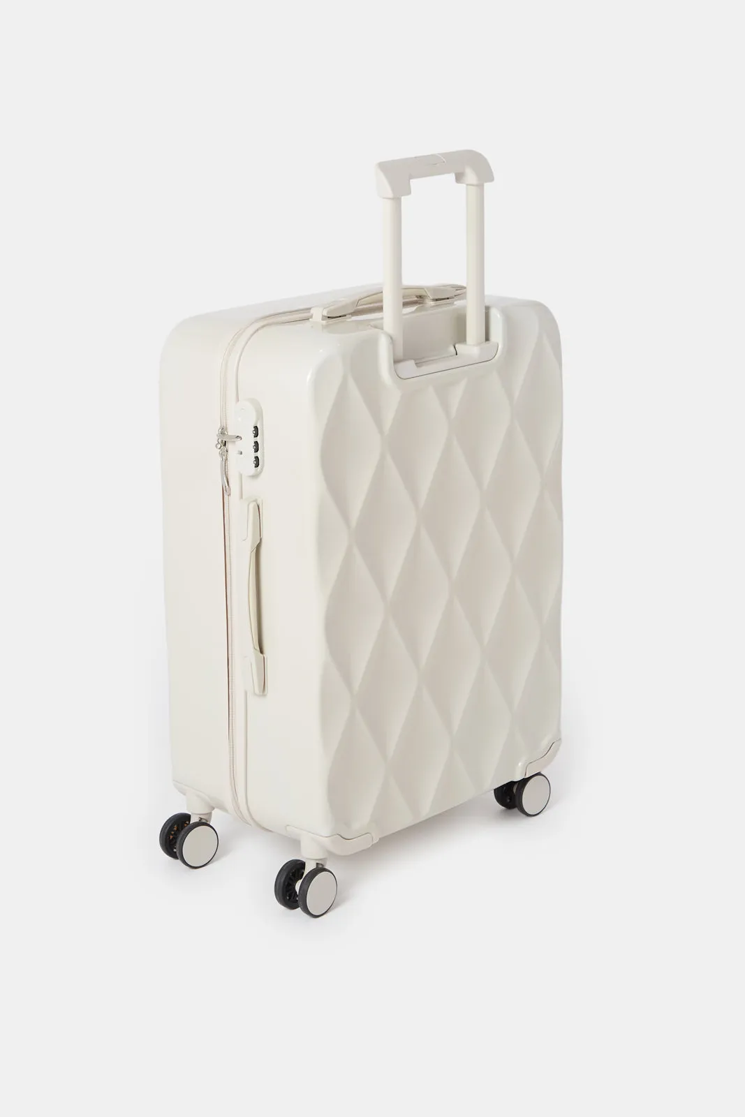 Cream Textured Trolley Luggage (24 Inch)