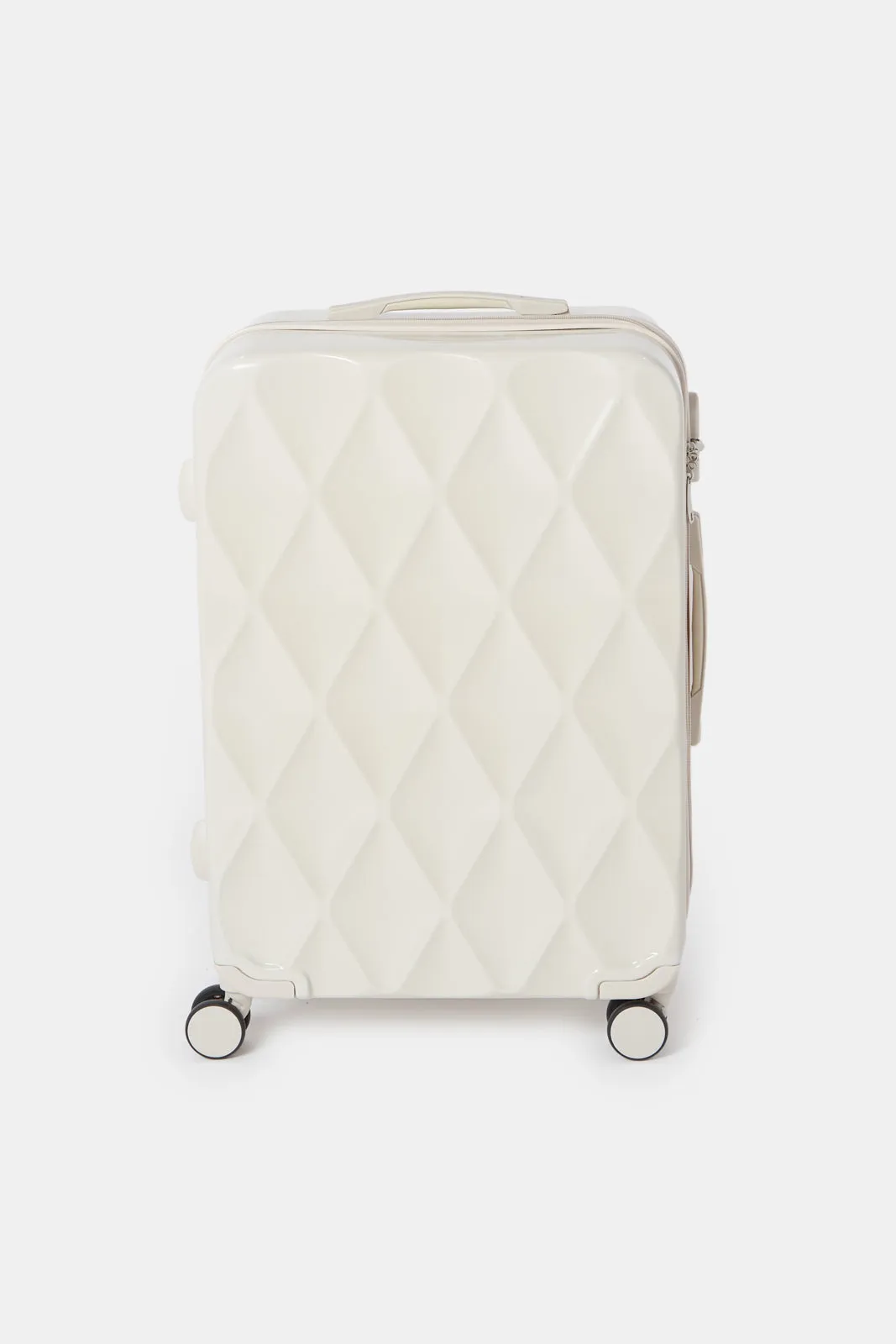 Cream Textured Trolley Luggage (24 Inch)