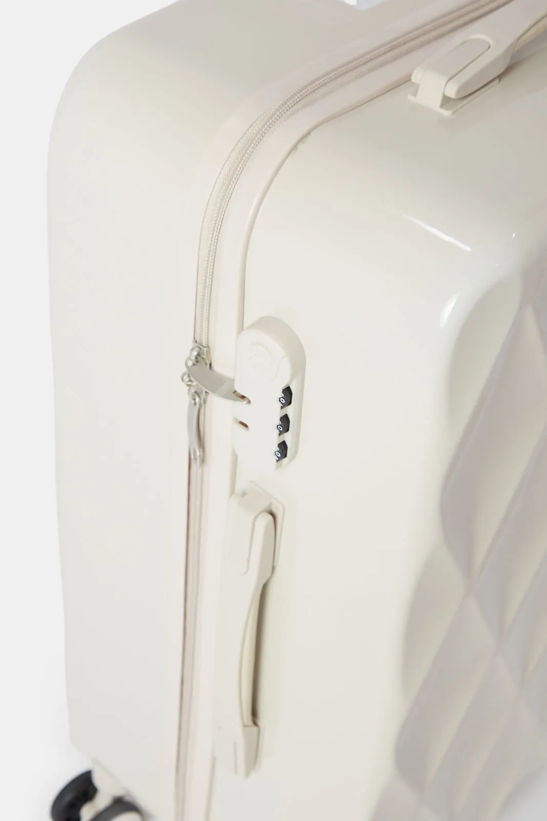 Cream Textured Trolley Luggage (24 Inch)