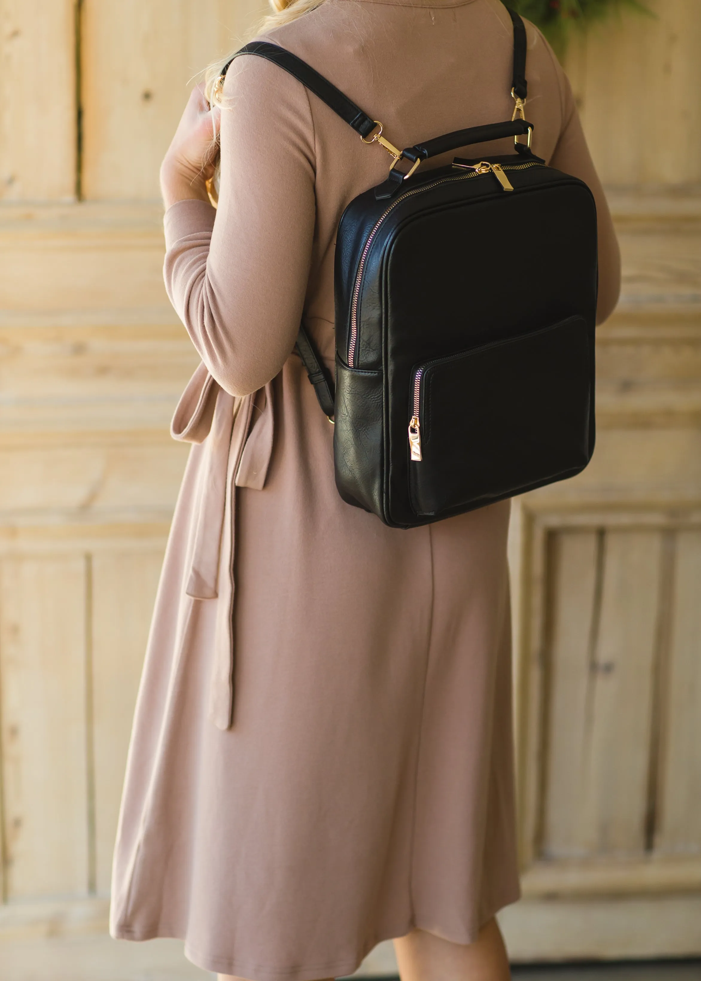 Faux Leather Convertible Backpack - FINAL SALE