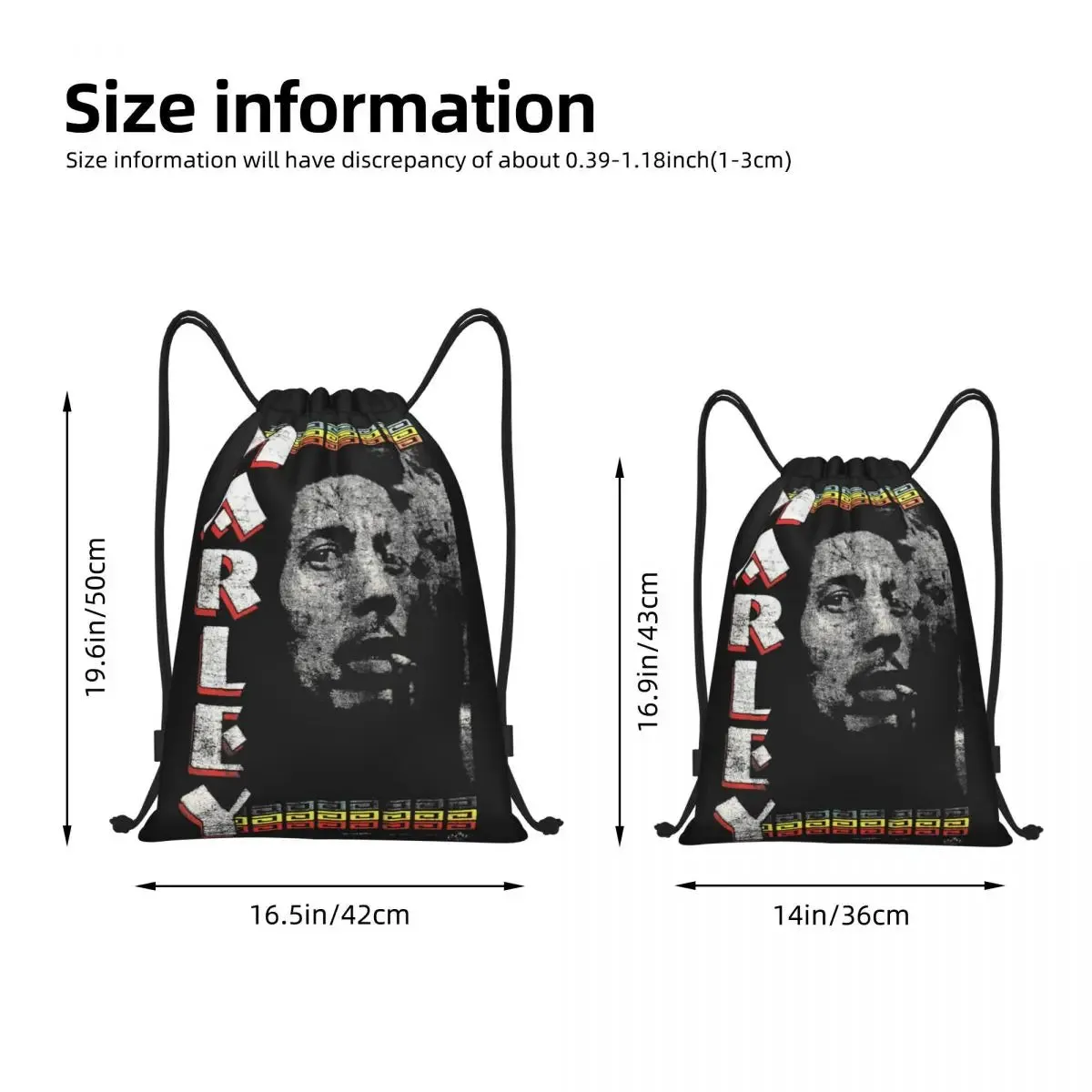 Find 1995 Bob  Marley Music Inc Bob Smoking Spliff Double Sided Marley Vintage Drawstring Bags