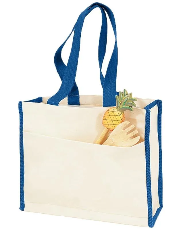 Heavy Canvas Tote Bag with Colored Trim