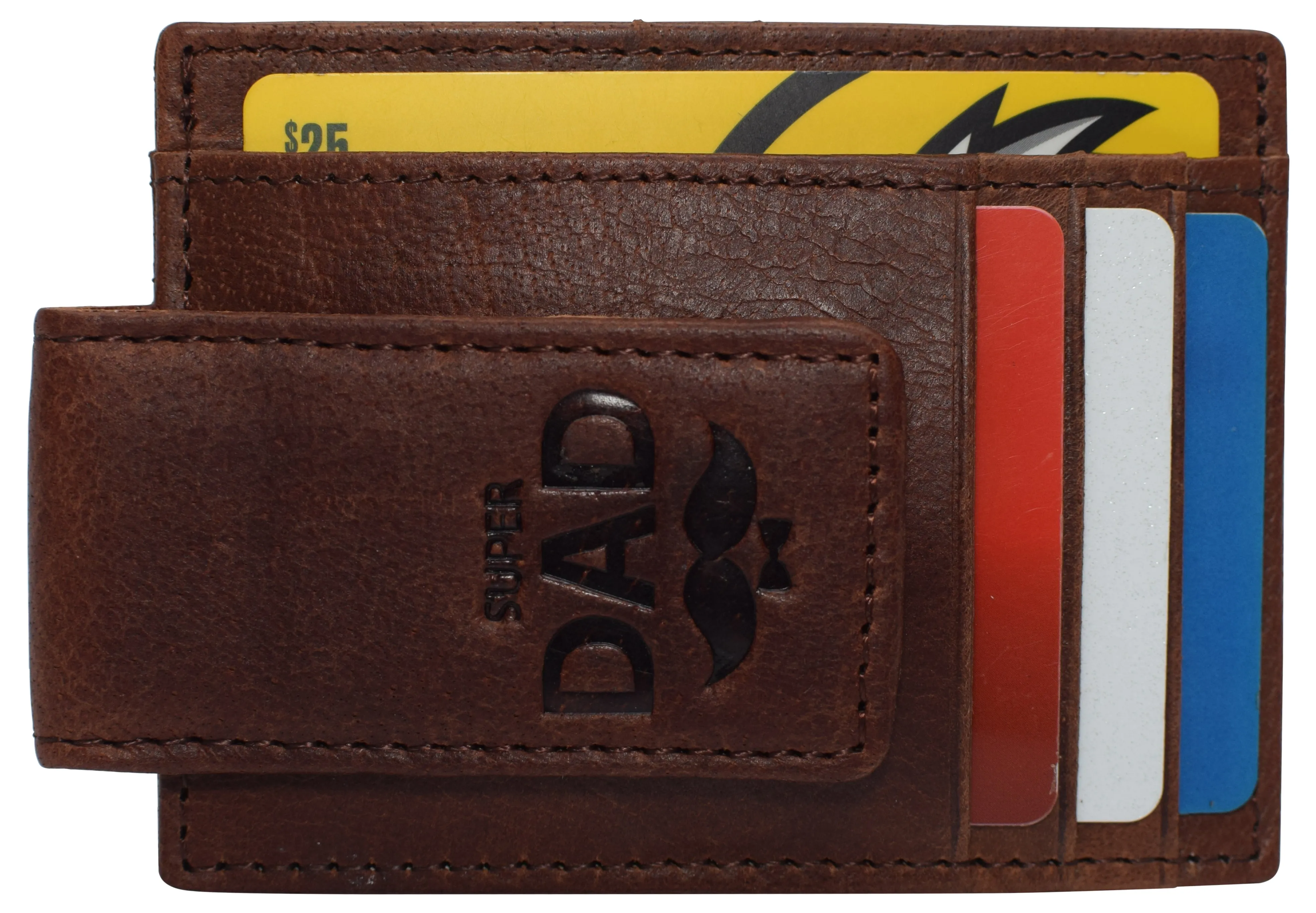 Money Clip Front Pocket Wallet Leather Strong Magnet Thin Logo Wallets