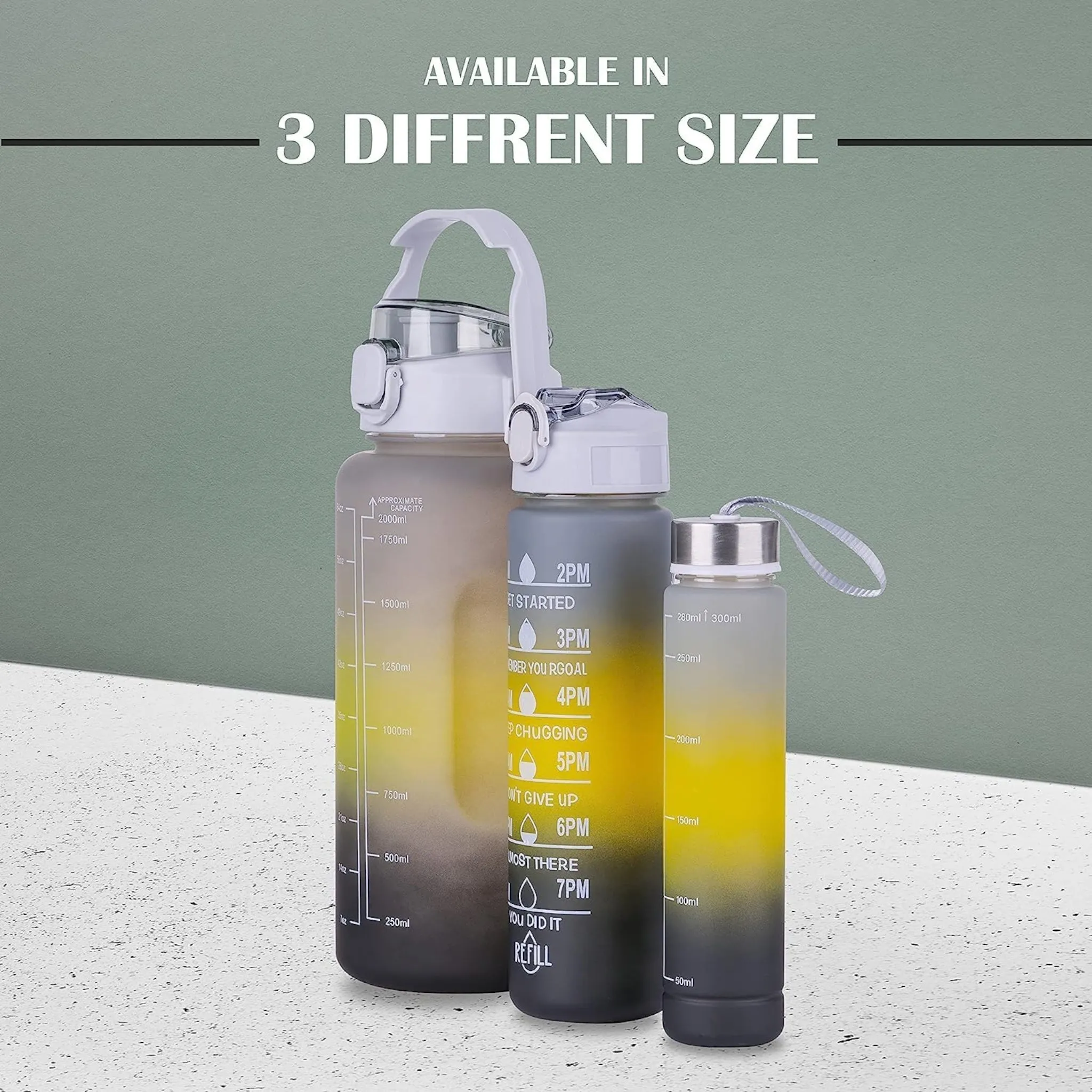 Motivatonal Sports Water Bottle 3pc Set