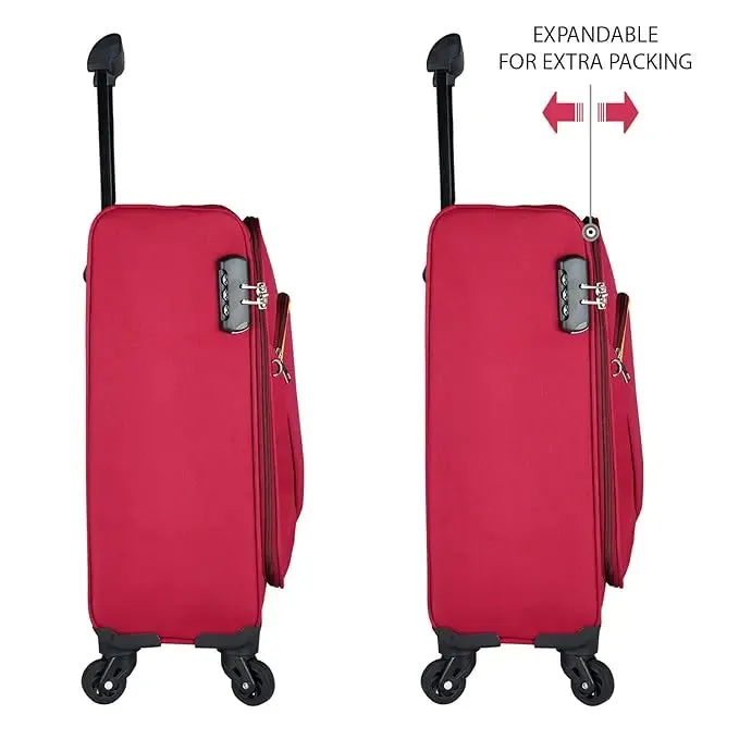 Optima Pasha Softside Expandable Roller Luggage, Red, Carry-On 20-Inch