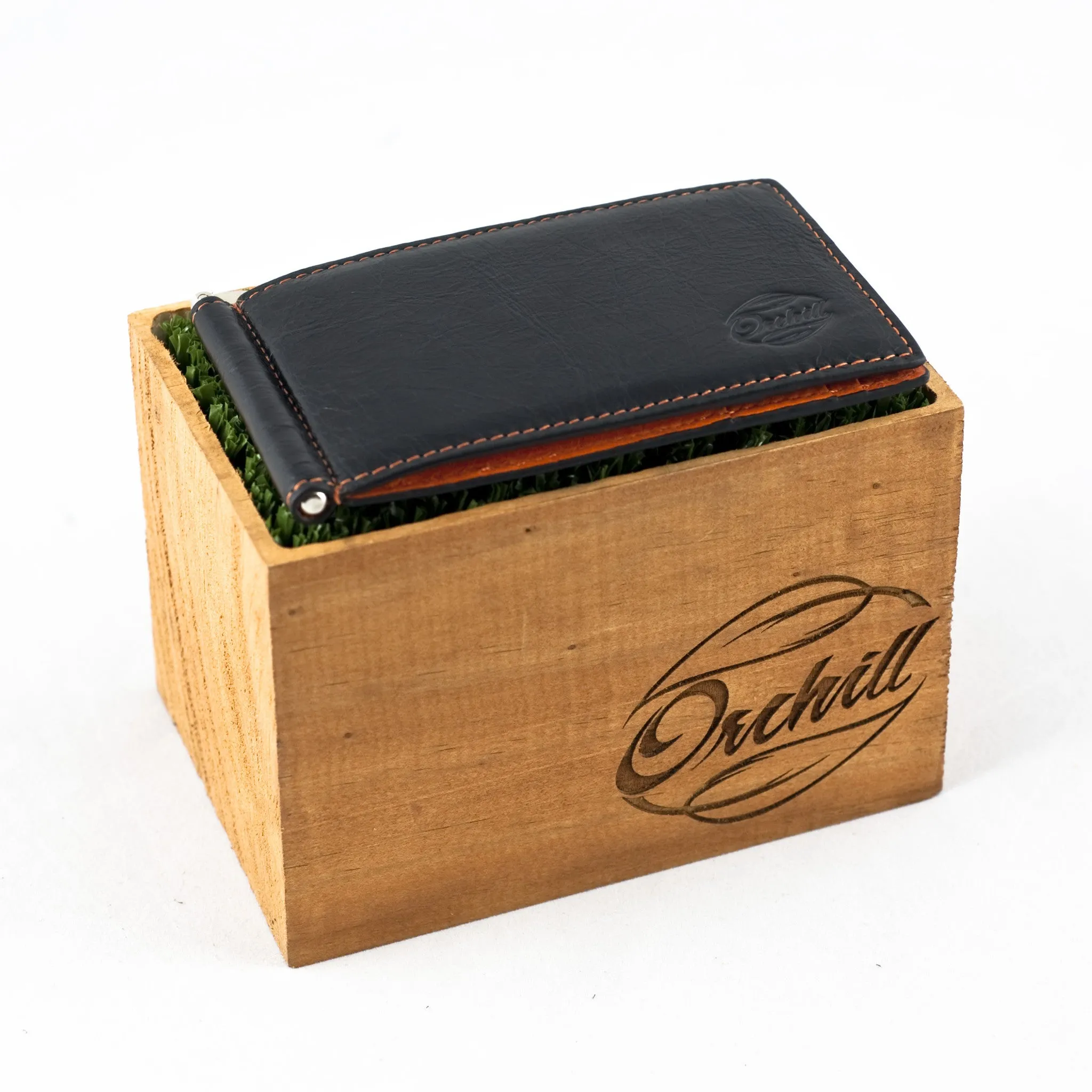 Orchill Captain Italian Wallet-- Black/Orange