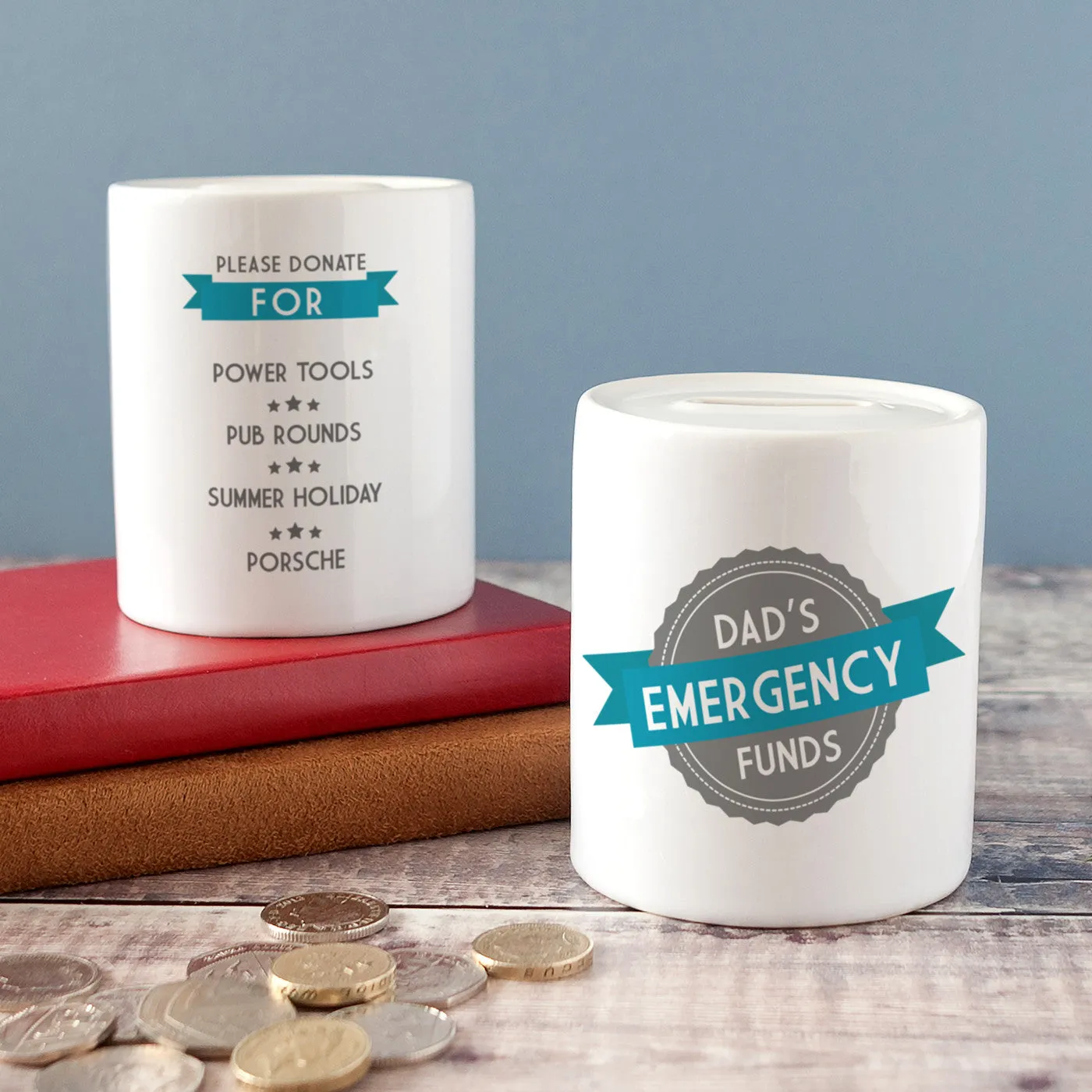 Personalised ' Emergency Funds' Keepsake Money Box