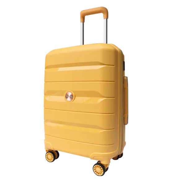 PP Hardside Travel Suitcase Luggage with 8 Spinner Wheels, Aluminum Handle, USB Port (Size 20) TK883 - EGG Yellow