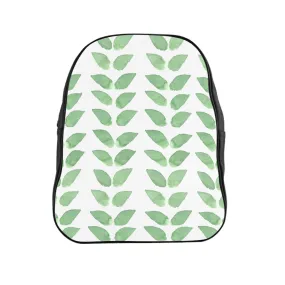 School Backpack Green Leaves