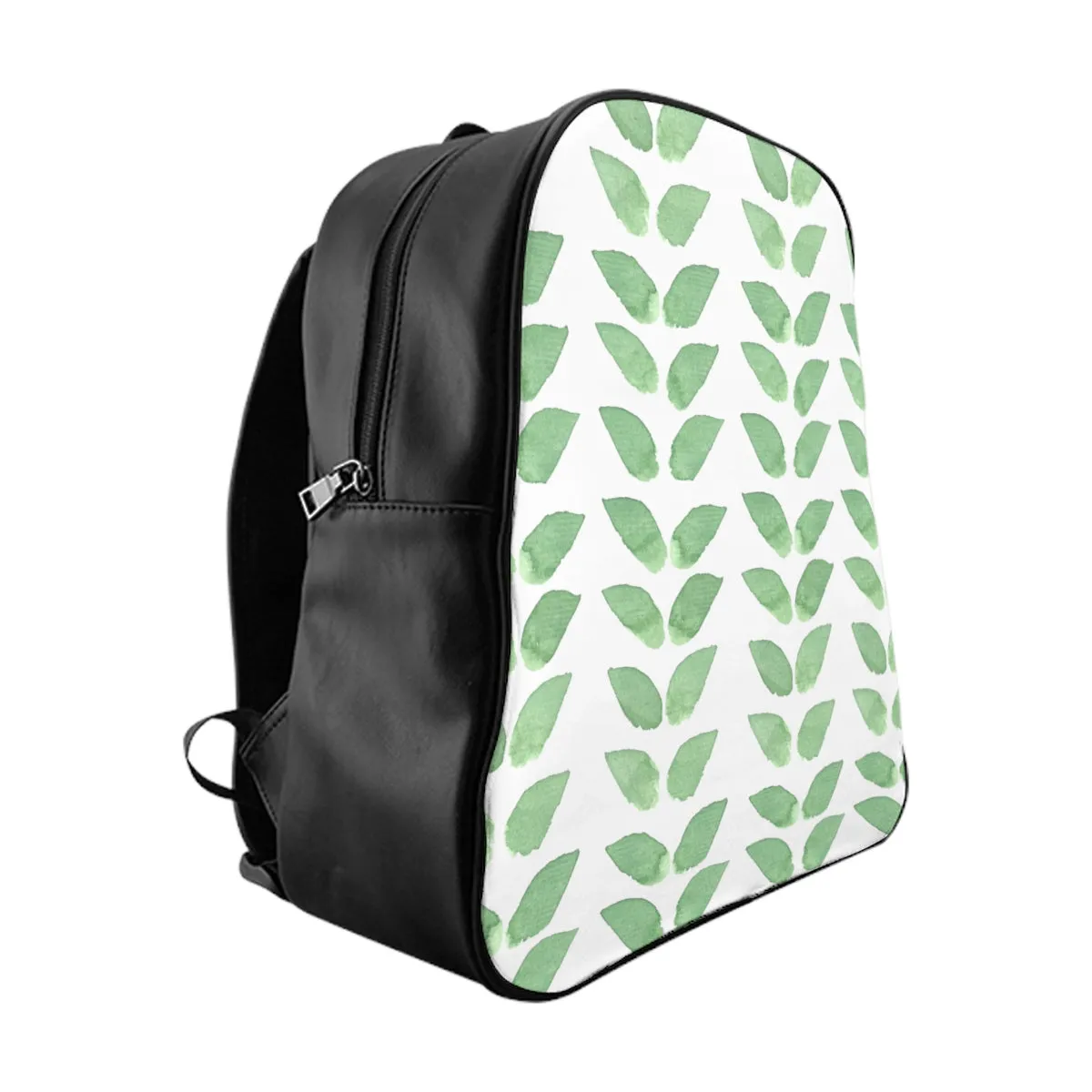 School Backpack Green Leaves