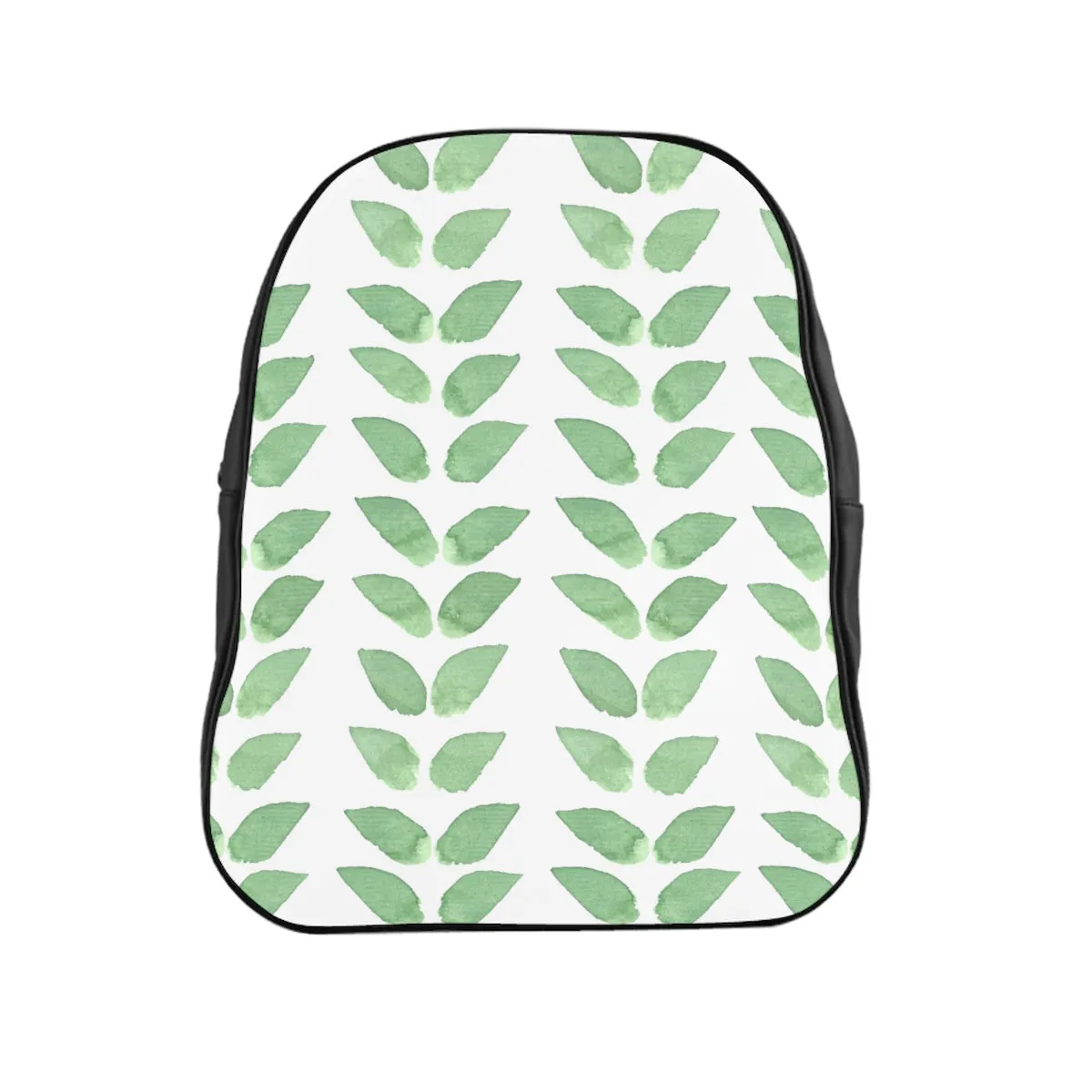 School Backpack Green Leaves