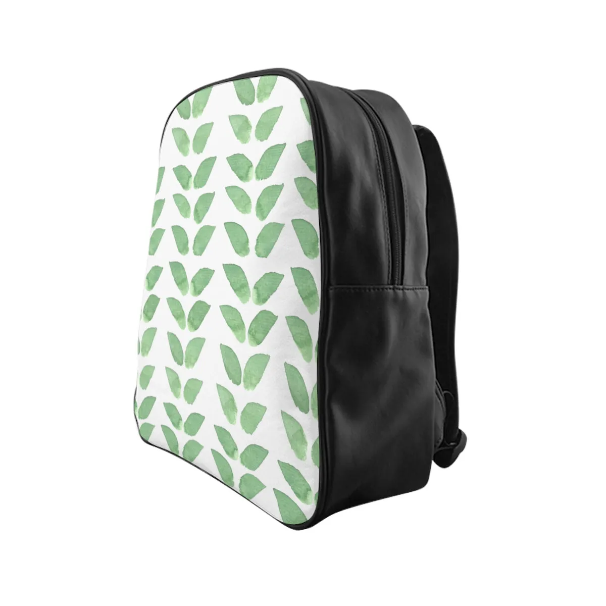 School Backpack Green Leaves