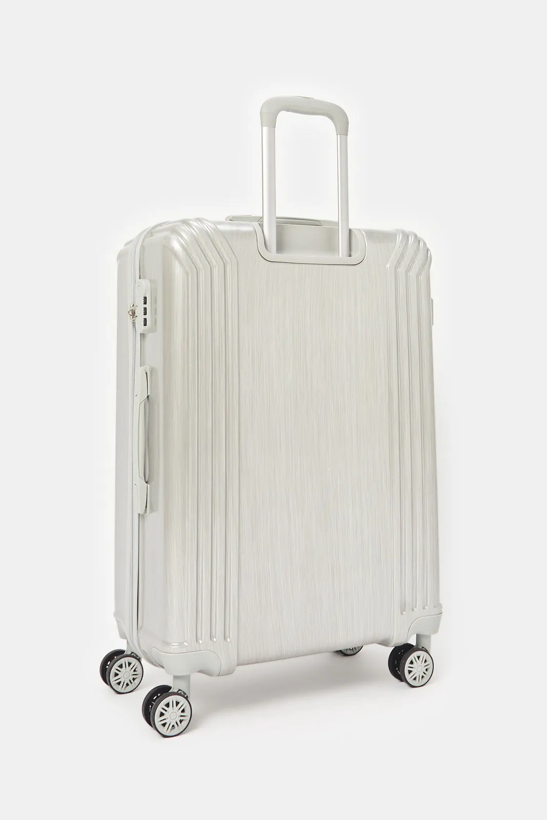 Silver Embellished Trolley Luggage (28 Inch)