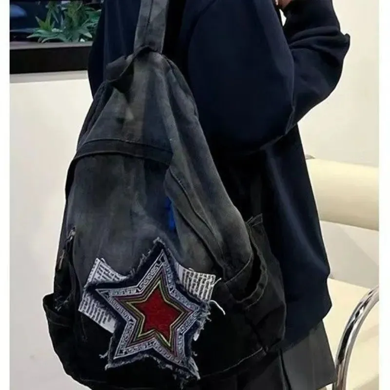 UAKISS  -  2024 New Y2K Backpacks Men Fashion Trendy Five Star School Bag Women Cool Gradation Subculture Rucksack Gothic Bolsas