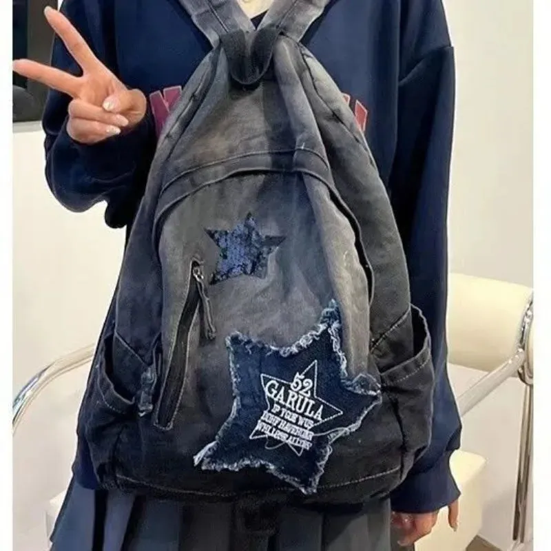 UAKISS  -  2024 New Y2K Backpacks Men Fashion Trendy Five Star School Bag Women Cool Gradation Subculture Rucksack Gothic Bolsas
