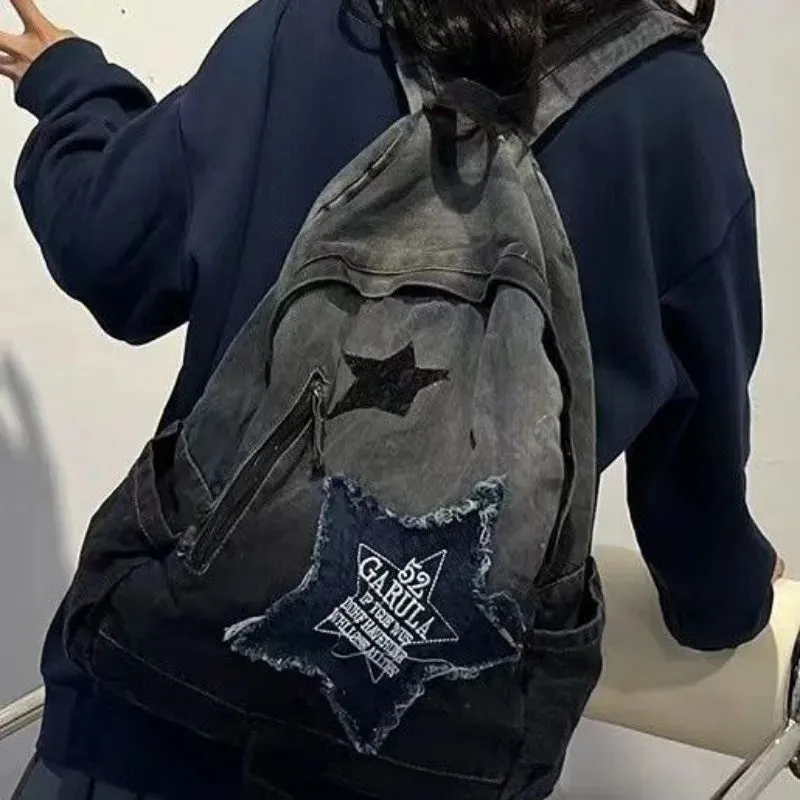 UAKISS  -  2024 New Y2K Backpacks Men Fashion Trendy Five Star School Bag Women Cool Gradation Subculture Rucksack Gothic Bolsas