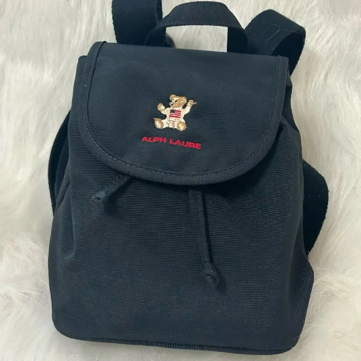 Uakiss Bear Embroidered Korean Style Backpacks Flap Pocket Casual Small Bags Canvas Drawstring Versatile Bags Chic Backpacks For Women