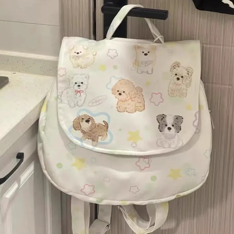 Uakiss Cartoon Kawaii Cute Dog Print Backpack Casual Sweet Y2k Aesthetic Backpacks Japanese Fashion Women Preppy Schoolbags Trendy