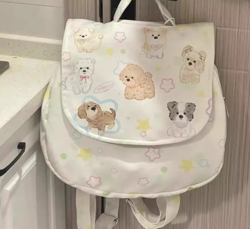 Uakiss Cartoon Kawaii Cute Dog Print Backpack Casual Sweet Y2k Aesthetic Backpacks Japanese Fashion Women Preppy Schoolbags Trendy