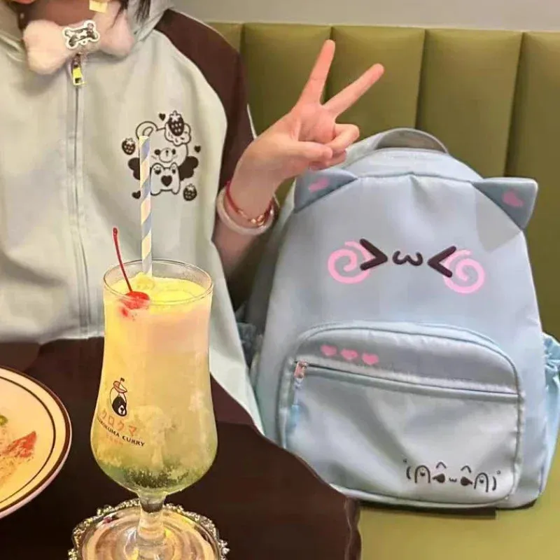 UAKISS  -  Cute Backpack Women Japanese Kawaii School Bag Casual Versatile Cartoon Design Print Sweet Fashion Backpacks for Ladies