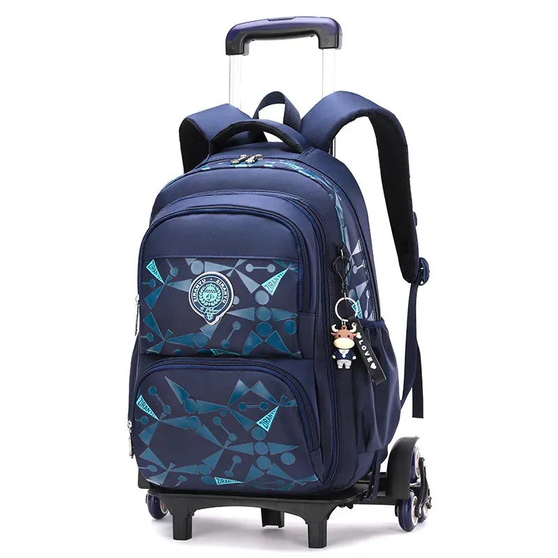 UAKISS  -  High-capacity on 2/6 Wheels Waterproof Luggage Rolling Bag Student Shoulder Backpack  Detachable Children Rolling School Bags
