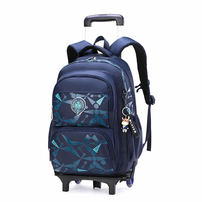 UAKISS  -  High-capacity on 2/6 Wheels Waterproof Luggage Rolling Bag Student Shoulder Backpack  Detachable Children Rolling School Bags