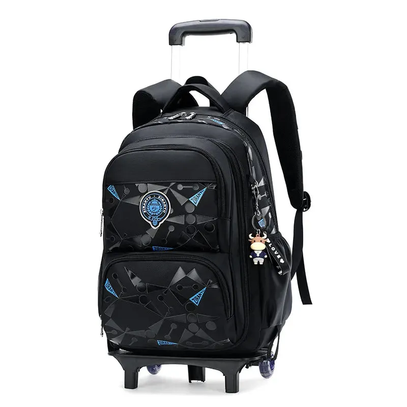 UAKISS  -  High-capacity on 2/6 Wheels Waterproof Luggage Rolling Bag Student Shoulder Backpack  Detachable Children Rolling School Bags