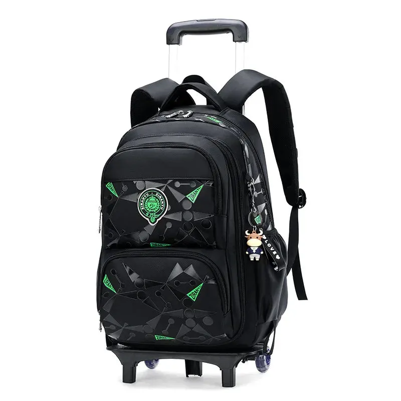 UAKISS  -  High-capacity on 2/6 Wheels Waterproof Luggage Rolling Bag Student Shoulder Backpack  Detachable Children Rolling School Bags