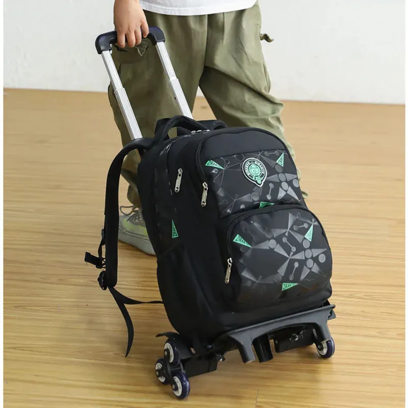 UAKISS  -  High-capacity on 2/6 Wheels Waterproof Luggage Rolling Bag Student Shoulder Backpack  Detachable Children Rolling School Bags