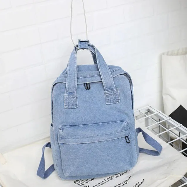 UAKISS  -  Teenage Girls Canvas Backpacks Women High-capacity Denim Blue School Bags New Autumn Simple School Bag 2024 Сумка Bolsas Mujer