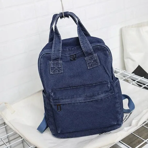 UAKISS  -  Teenage Girls Canvas Backpacks Women High-capacity Denim Blue School Bags New Autumn Simple School Bag 2024 Сумка Bolsas Mujer