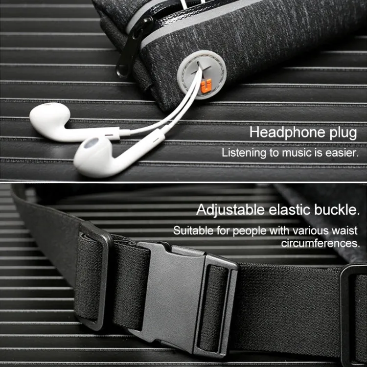YIPINU YS13 Outdoor Sport Waterproof Waist Bag Invisible Anti-theft Mobile Phone Storage Bag with Earphone Hole(Black)